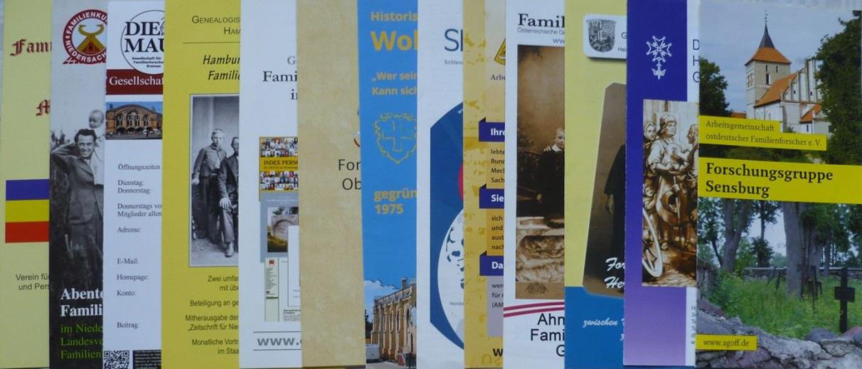 Flyer einiger genealogischer Vereine
