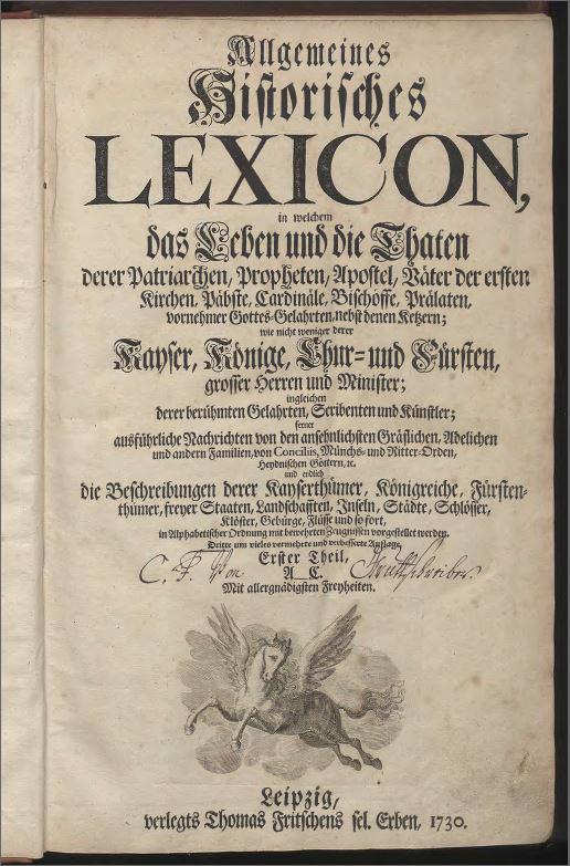 Titelblatt Allgemeines Historisches Lexicon
